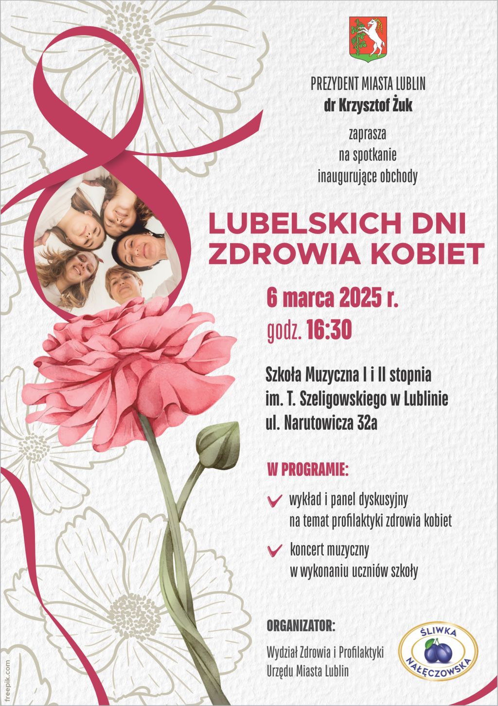 plakat wydarzenia Lubelskie dni zdrowia kobiet - treść plakatu w treści artykułu