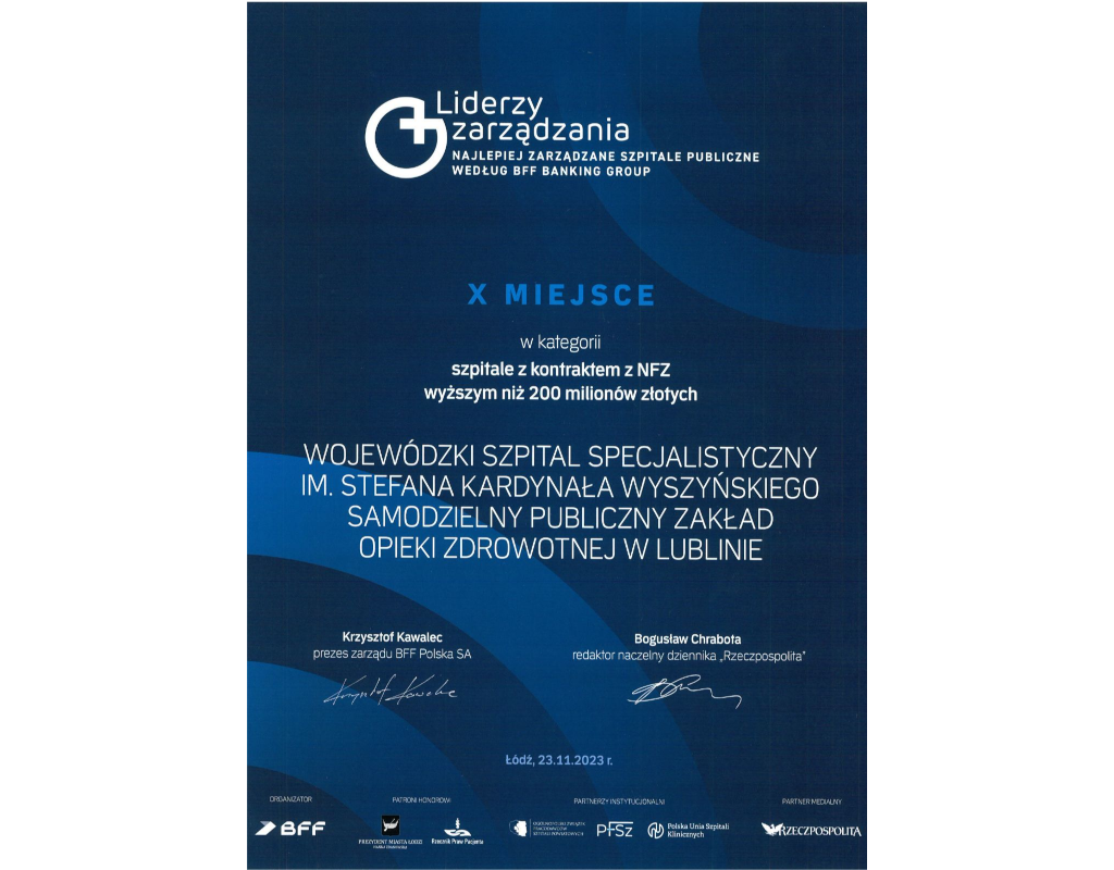 Dyplom uznania Liderzy Zarządzania 2023