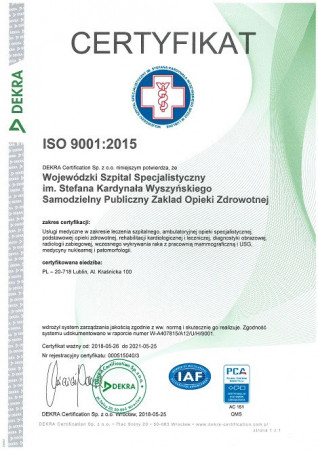 Certyfikat ISO 9001:2015